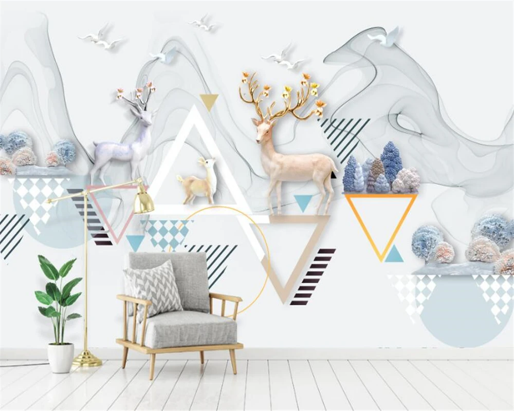 beibehang Geometric fashion wall paper line modern simple abstract milu deer Nordic background decoration painting 3d wallpaper
beibehang Geometric fashion wall paper line modern simple abstract milu deer Nordic background decoration painting 3d wallpaper