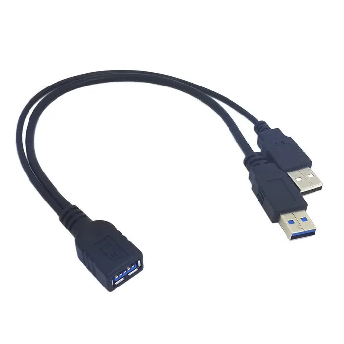 Удлинительный кабель Black USB 3 0 Female to Dual Male дополнительный для передачи данных 2 5