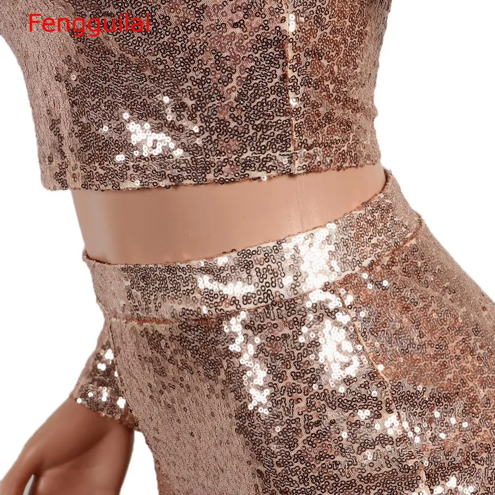 Fengguilai Women Two Piece Set Women's Long Sleeves Crop Tops Blouse+Shorts Sequins Outfit Set Skinny Shorts Female Suits
Fengguilai Women Two Piece Set Women's Long Sleeves Crop Tops Blouse+Shorts Sequins Outfit Set Skinny Shorts Female Suits