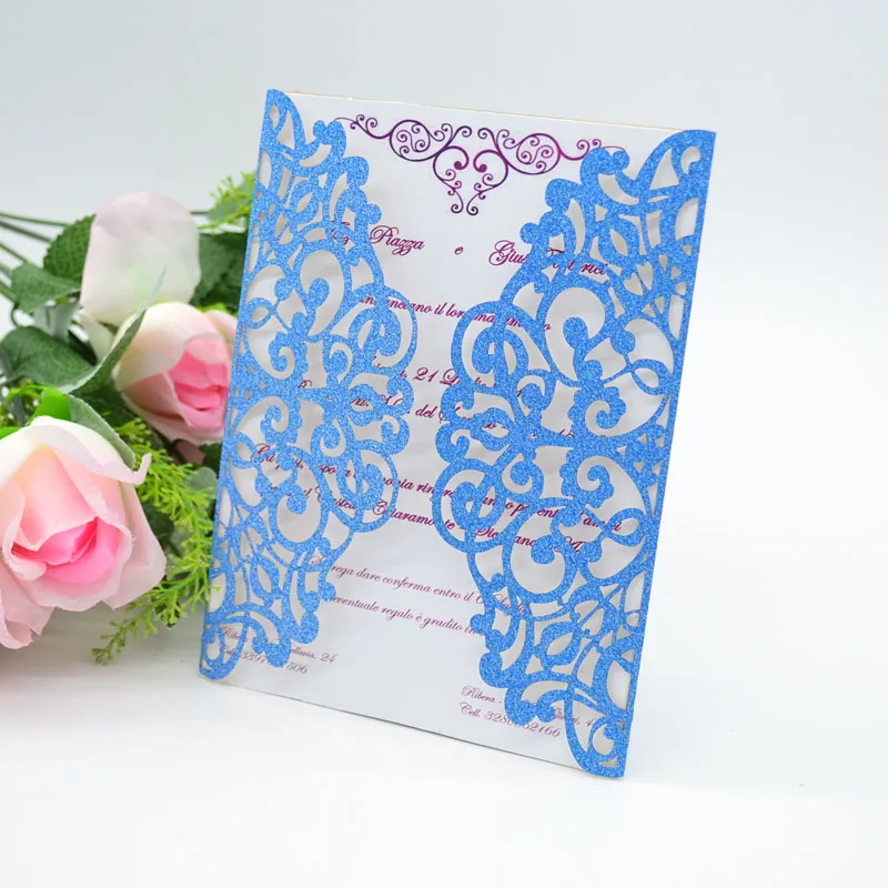 Luxurious tiffany blue glitter paper laser cut lace folded romantic card invitations for wedding
Luxurious tiffany blue glitter paper laser cut lace folded romantic card invitations for wedding
