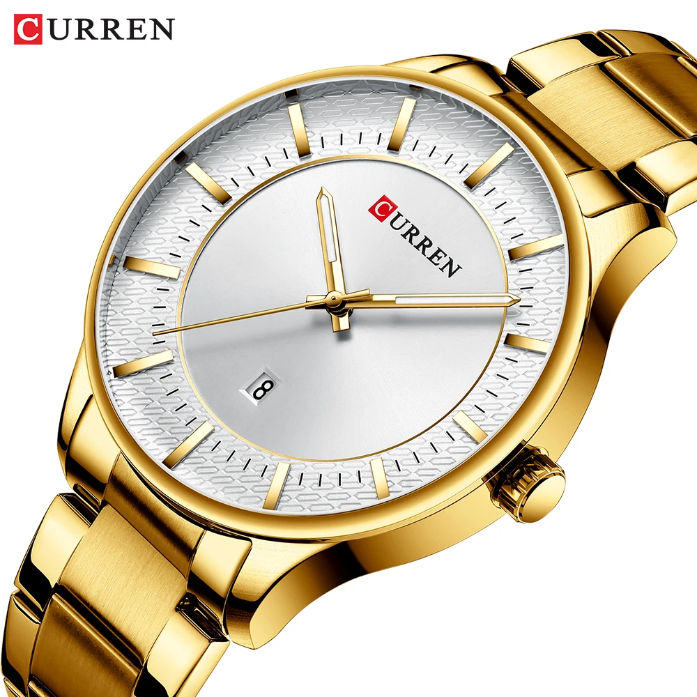 CURREN Golden Men Quartz Watches Auto Date Display Stainless Steel Band Belt Wristwatch Fashion Simple Clock Male Business Watch
CURREN Golden Men Quartz Watches Auto Date Display Stainless Steel Band Belt Wristwatch Fashion Simple Clock Male Business Watch