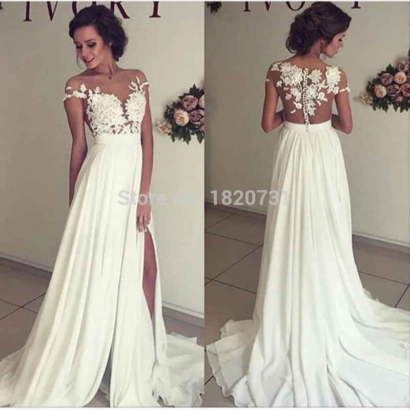 Elegant Vestidos de Novia Baratos Robe Mariage Bohemian Style A-Line V-Neck Short Sleeves Wedding Dresses with Lace Appliques
Elegant Vestidos de Novia Baratos Robe Mariage Bohemian Style A-Line V-Neck Short Sleeves Wedding Dresses with Lace Appliques