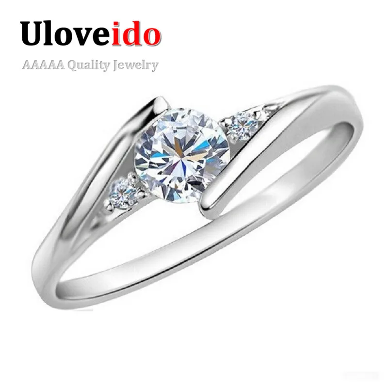 Uloveido женские кольца Любовь бижутерия серебряное обручальное кольцо фианит Анель