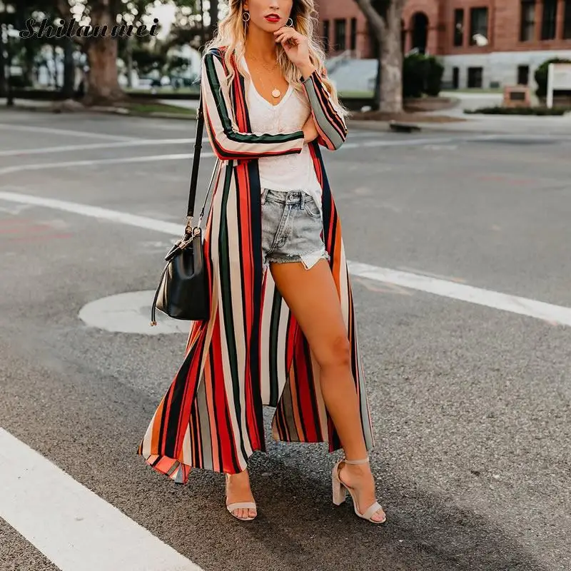 2019 Fashion Striped Long Blouse Cardigan Women Autumn Long Sleeve Loose Chiffon Blouses Color Printed Long Cardigan Shirt Coat
2019 Fashion Striped Long Blouse Cardigan Women Autumn Long Sleeve Loose Chiffon Blouses Color Printed Long Cardigan Shirt Coat