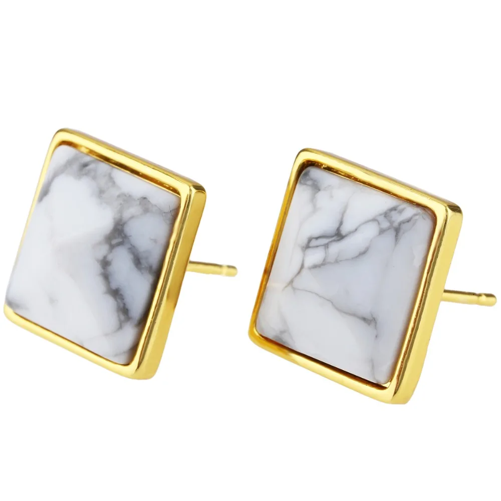 TUMBEELLUWA White Howlite Stone Pyramid Healing Crystal Beads Gold Tone Stud Earrings for Women
TUMBEELLUWA White Howlite Stone Pyramid Healing Crystal Beads Gold Tone Stud Earrings for Women