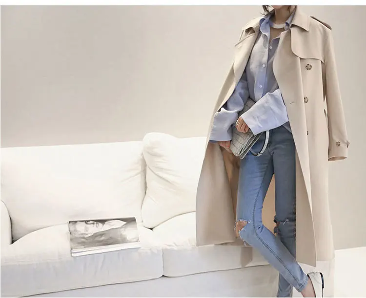 Spring Autumn 2018 Korean Fashion Double Breasted Mid-long Trench Coat Mujer Loose Belt large size Windbreak Outwear
Spring Autumn 2018 Korean Fashion Double Breasted Mid-long Trench Coat Mujer Loose Belt large size Windbreak Outwear