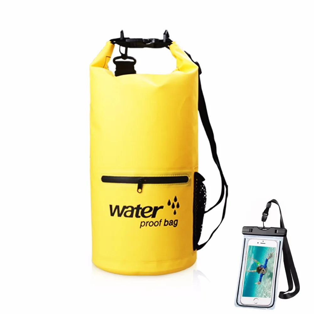 Waterproof Dry Bag with Exterior Zip Pocket Shoulder Strap 20L Yellow PVC Compression Sack Dry for Fishing with Waterproof Case 
Waterproof Dry Bag with Exterior Zip Pocket Shoulder Strap 20L Yellow PVC Compression Sack Dry for Fishing with Waterproof Case