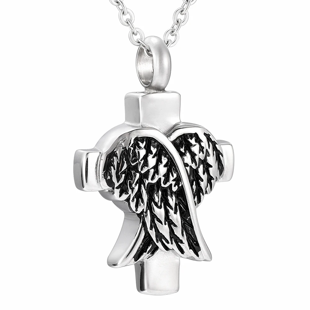 IJD8168 Wings Cross Memorial Keepsake Ash Necklace Stainless Steel Cremation Ashes Urn Funeral Pendant Necklace Bulk Price
IJD8168 Wings Cross Memorial Keepsake Ash Necklace Stainless Steel Cremation Ashes Urn Funeral Pendant Necklace Bulk Price