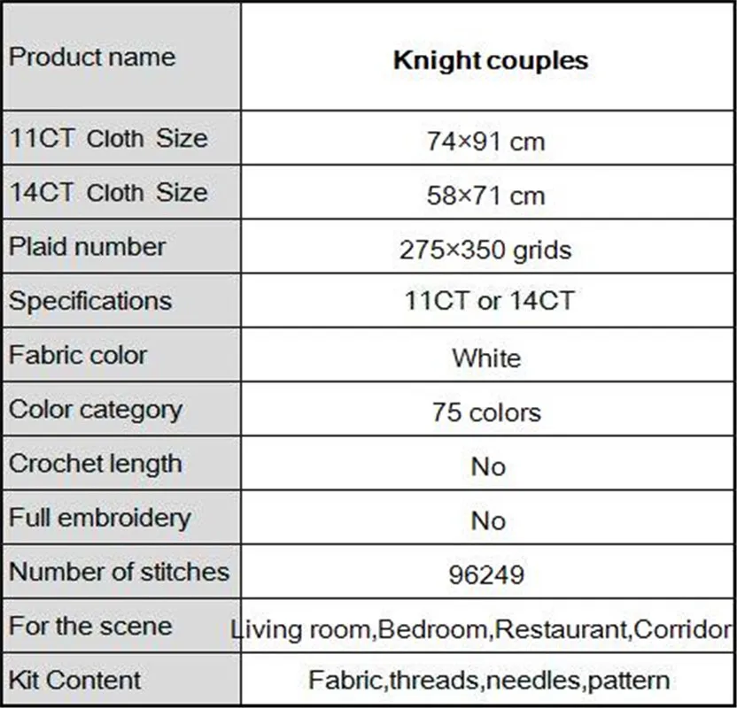 Knight couples home decor paintings Counted printed on canvas DMC 14CT 11CT Chinese Cross Stitch Needlework kits Embroidery Sets
Knight couples home decor paintings Counted printed on canvas DMC 14CT 11CT Chinese Cross Stitch Needlework kits Embroidery Sets