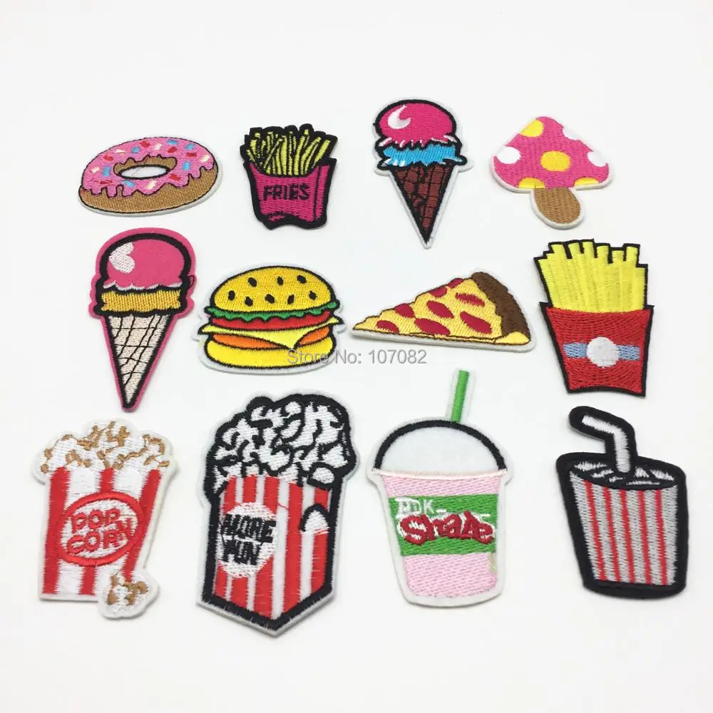 120pcs Food Clothes Patch DIY Embroidered Patches Iron On Fabric Chips Hamburger Ice Mixed Badges Sew On Cloth Stickers 4-7.5cm
120pcs Food Clothes Patch DIY Embroidered Patches Iron On Fabric Chips Hamburger Ice Mixed Badges Sew On Cloth Stickers 4-7.5cm