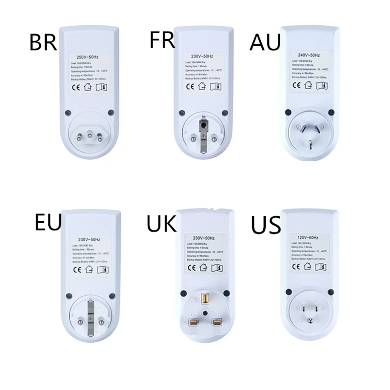 Электронный цифровой таймер ЕС FR BR вилка кухонный розетка 230 В 50 Гц 7 дней 12/24 час