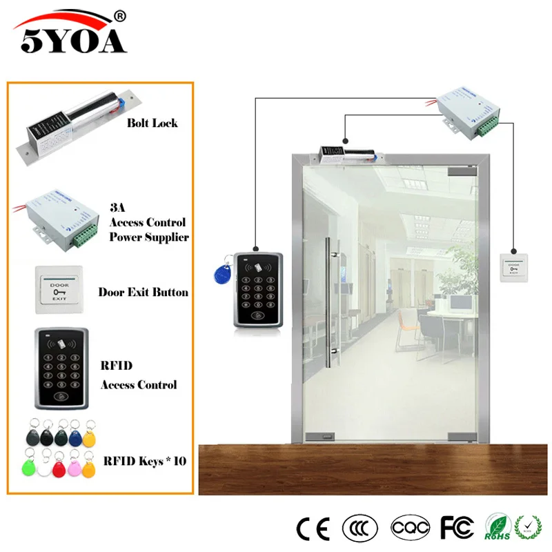 Фото Система контроля доступа RFID набор деревянных стекол + Электрический магнитный (купить)