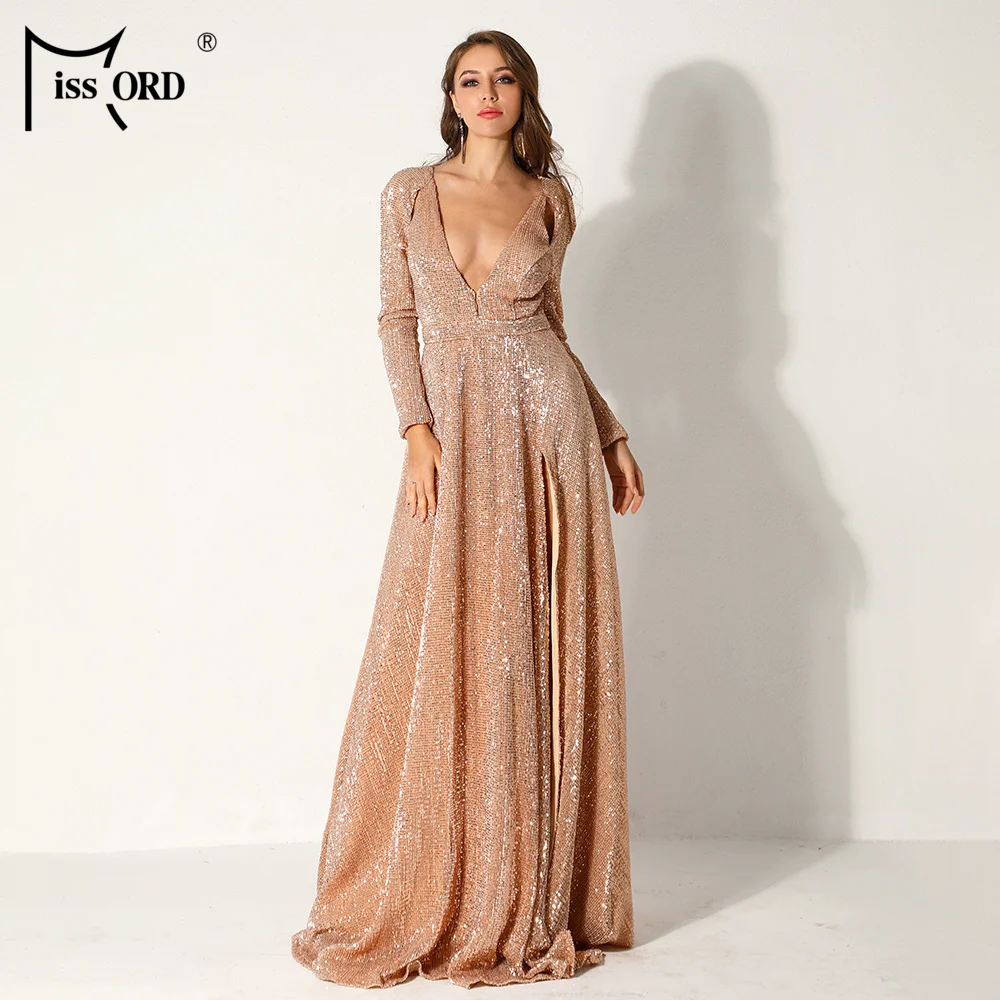 Missord 2019 Women Sexy Deep-V Long Sleeve High Split Dresses Female Sequin Elegant Party Maxi Reflective Dress FT9707-4
Missord 2019 Women Sexy Deep-V Long Sleeve High Split Dresses Female Sequin Elegant Party Maxi Reflective Dress FT9707-4