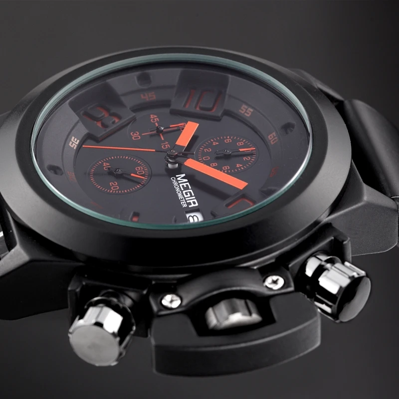 Часы MEGIR мужские с хронографом брендовые Роскошные спортивные водонепроницаемые