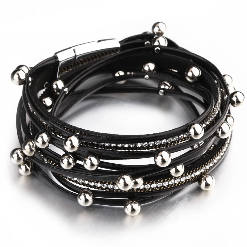 ALLYES Metal Beads Charm Leather Bracelets for Women Fashion Crystal Chain Bohemian Multilayer Wrap Bracelet Female Jewelry
ALLYES Metal Beads Charm Leather Bracelets for Women Fashion Crystal Chain Bohemian Multilayer Wrap Bracelet Female Jewelry