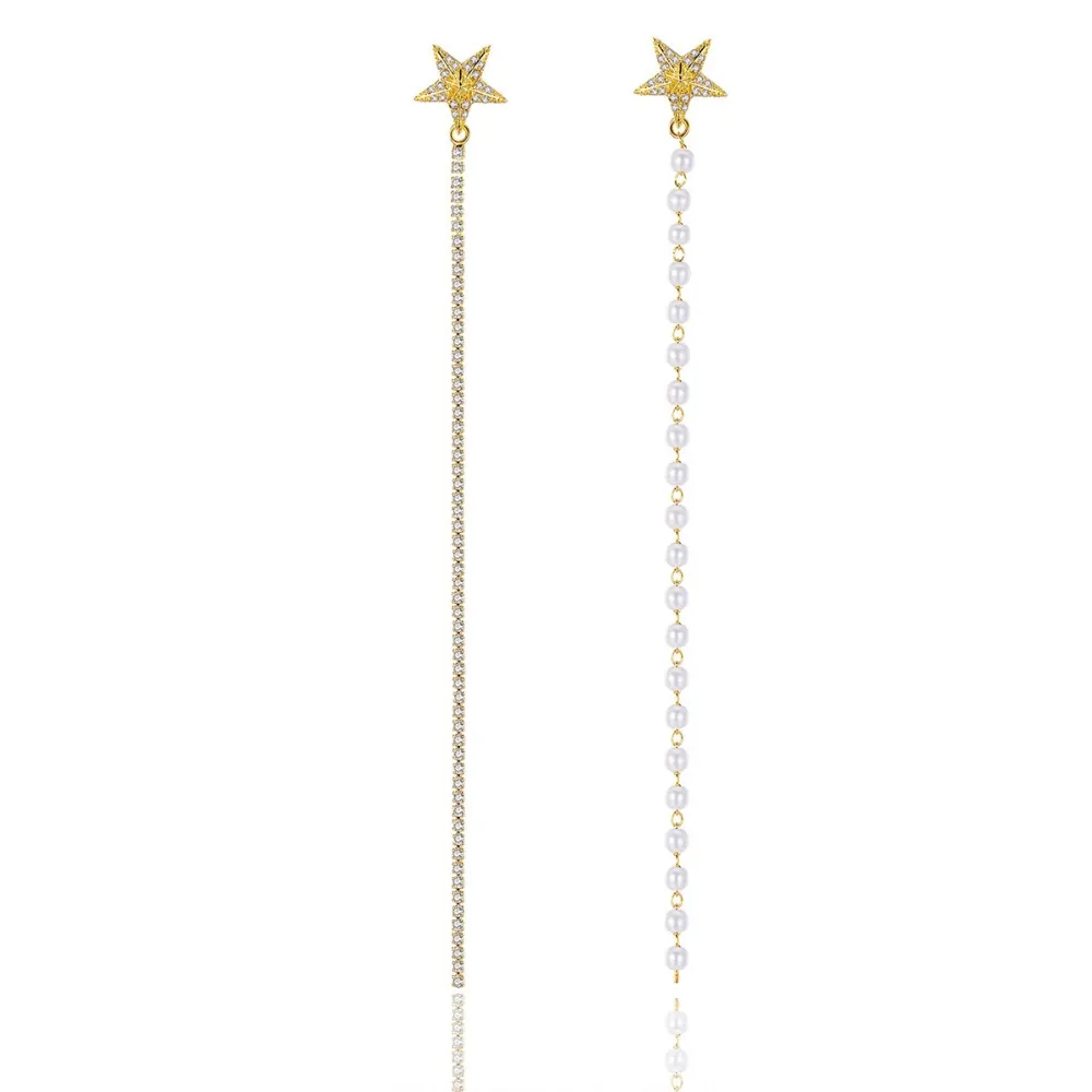 Popular Fashion Trendy Star Shape Post Earrings Double Side Wire Long Chain Gold Copper CZ with Irregular Jewelry for Gir
Popular Fashion Trendy Star Shape Post Earrings Double Side Wire Long Chain Gold Copper CZ with Irregular Jewelry for Gir