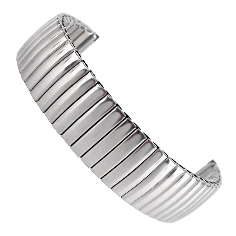 18mm Silver Stainless Steel Elasticity Watchband Fashion Bracelet Wristwatch Band Strap Replacement Mens Womens + 2 Spring Bars | Наручные