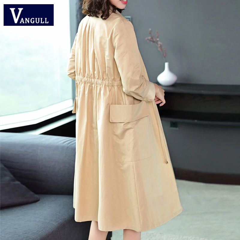 Vangull Women Trench Coat Single Breasted Autumn Casual Coat Drawstring Adjust Waist Plus size Long Trench Spring Thin Outwear
Vangull Women Trench Coat Single Breasted Autumn Casual Coat Drawstring Adjust Waist Plus size Long Trench Spring Thin Outwear