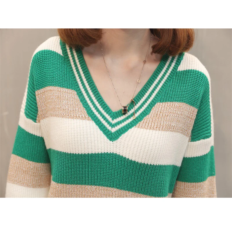 2018 Autumn Winter Women Sweater Warm Bottom Tops Fashion Striped V-neck Loose Knitted Pull Sweater Women's Pullovers CM749
2018 Autumn Winter Women Sweater Warm Bottom Tops Fashion Striped V-neck Loose Knitted Pull Sweater Women's Pullovers CM749