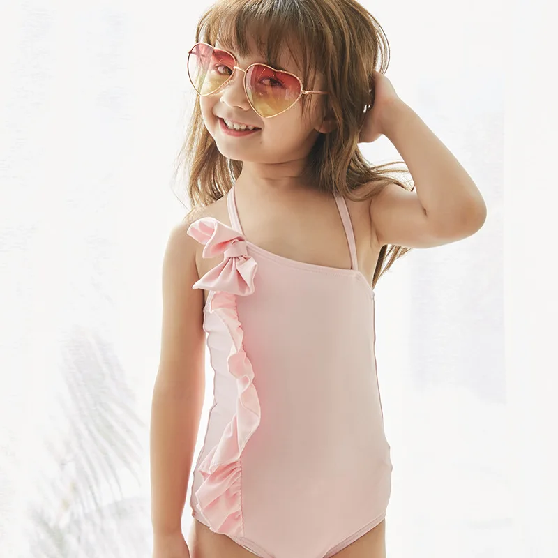 Children One Piece Swimwear Baby Girl Cute Bow Bikinis Set Summer Beach Swimsuit Kids Surf Bathing Suits Swim Biquini Sportswear | Спорт и