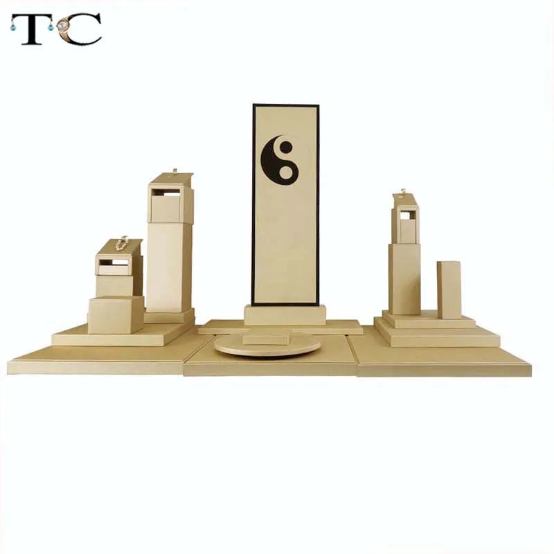 New Gold PU Jewelry Counter Showcase Creative Wooden Bangle Necklace Ring Jewelry Display Organizer Floor Board Tower Tray
New Gold PU Jewelry Counter Showcase Creative Wooden Bangle Necklace Ring Jewelry Display Organizer Floor Board Tower Tray