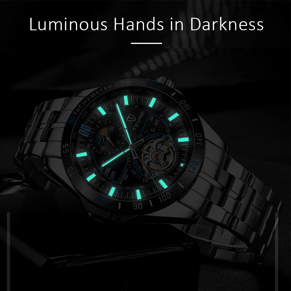 Tevise Men's Automatic Mechanical Watch Multi-Function Watch Tourbillon Watch Movement Fashion Waterproof Large Dial Watch
Tevise Men's Automatic Mechanical Watch Multi-Function Watch Tourbillon Watch Movement Fashion Waterproof Large Dial Watch