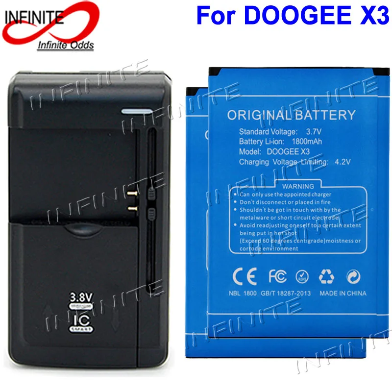 2 шт. для аккумулятора DOOGEE X3 1800 мАч аккумуляторная батарея AKKU + универсальное