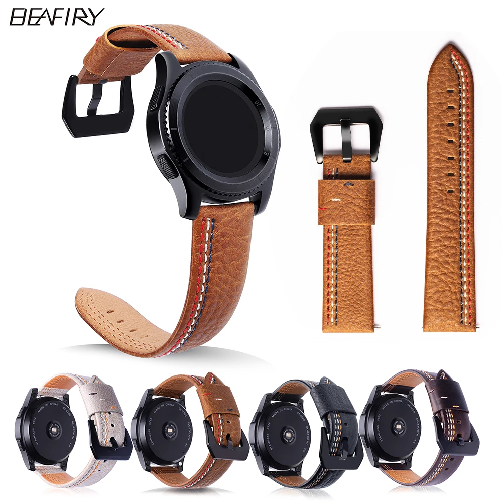 Ремешок BEAFIRY из натуральной кожи для Samsung Galaxy watch 46 мм/Gear S3 frontier 22 мм браслет часов
