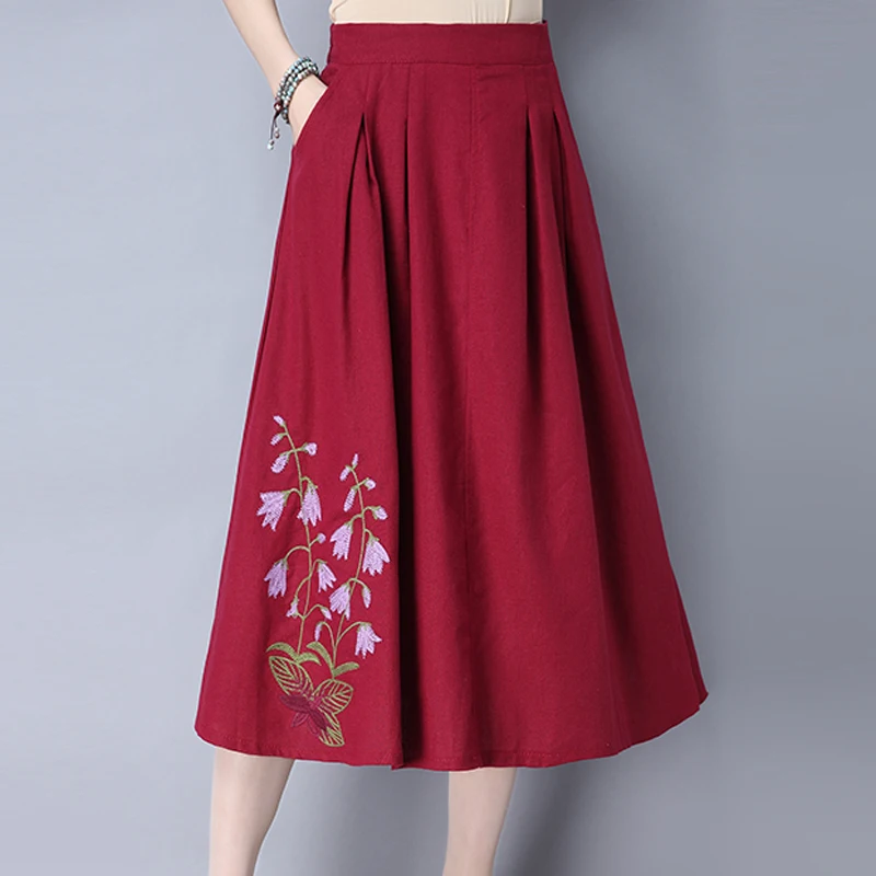 2019 Spring and summer new Floral women Cotton and Linen A-Line skirts vintage Embroidery Mid-Calf skirts women
2019 Spring and summer new Floral women Cotton and Linen A-Line skirts vintage Embroidery Mid-Calf skirts women