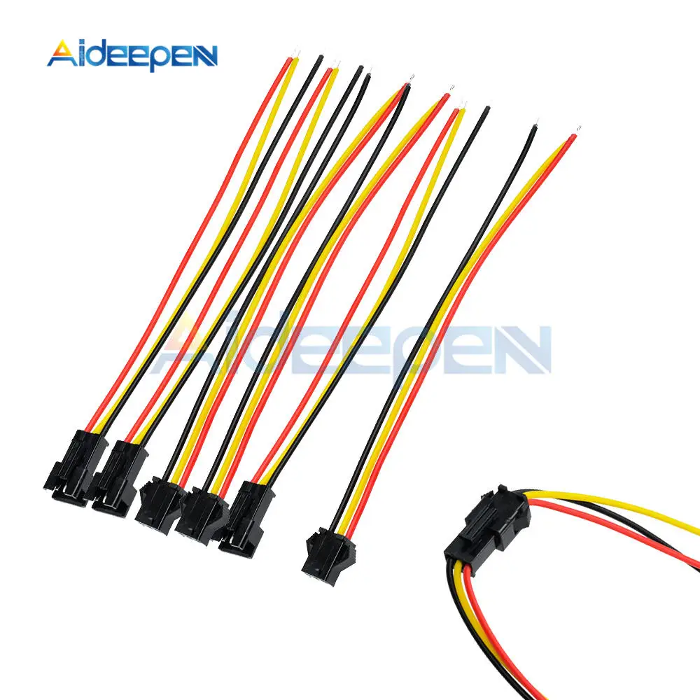 5 Pairs 10CM/15CM/30CM Long JST SM 3 Pin 3 Pins Plug Male to Female Wire Connector for LED Light Lamp
5 Pairs 10CM/15CM/30CM Long JST SM 3 Pin 3 Pins Plug Male to Female Wire Connector for LED Light Lamp