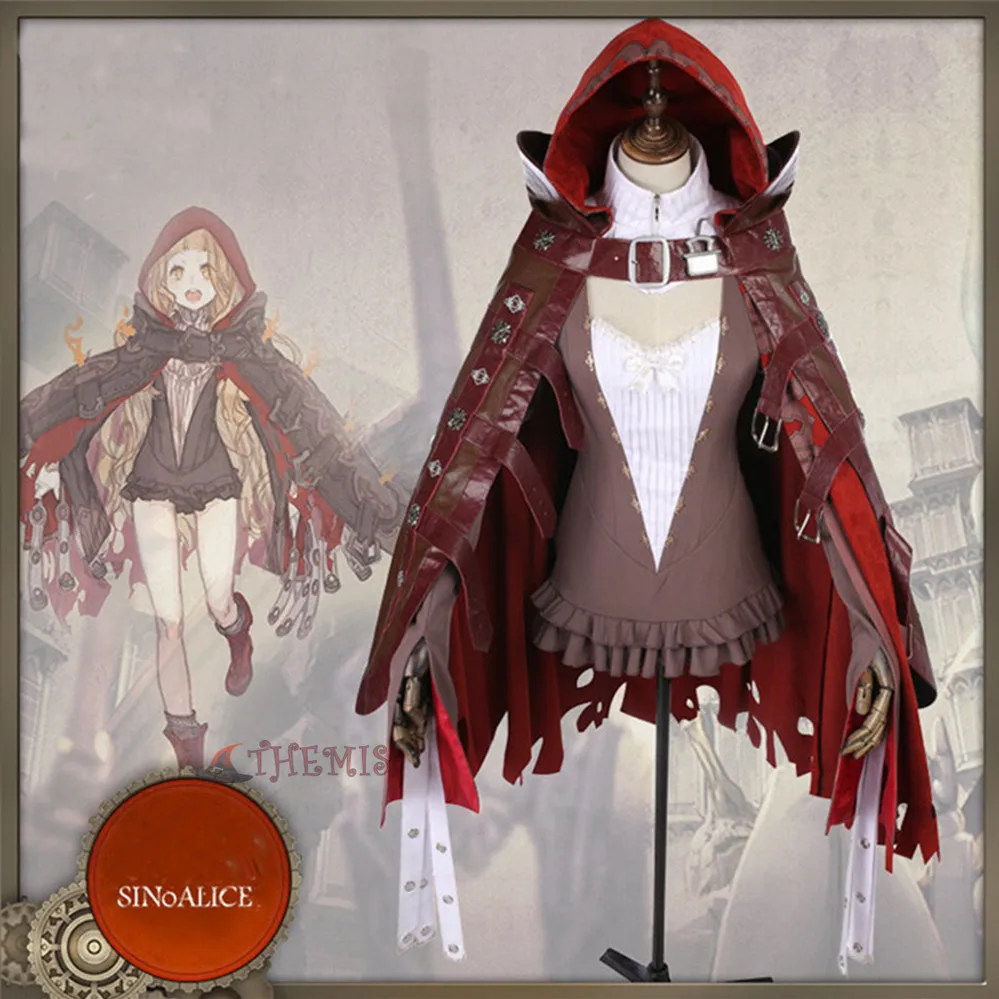 2017 г. Athemis Gane SINoALICE красный костюм для косплея с капюшоном на заказ платье высокого