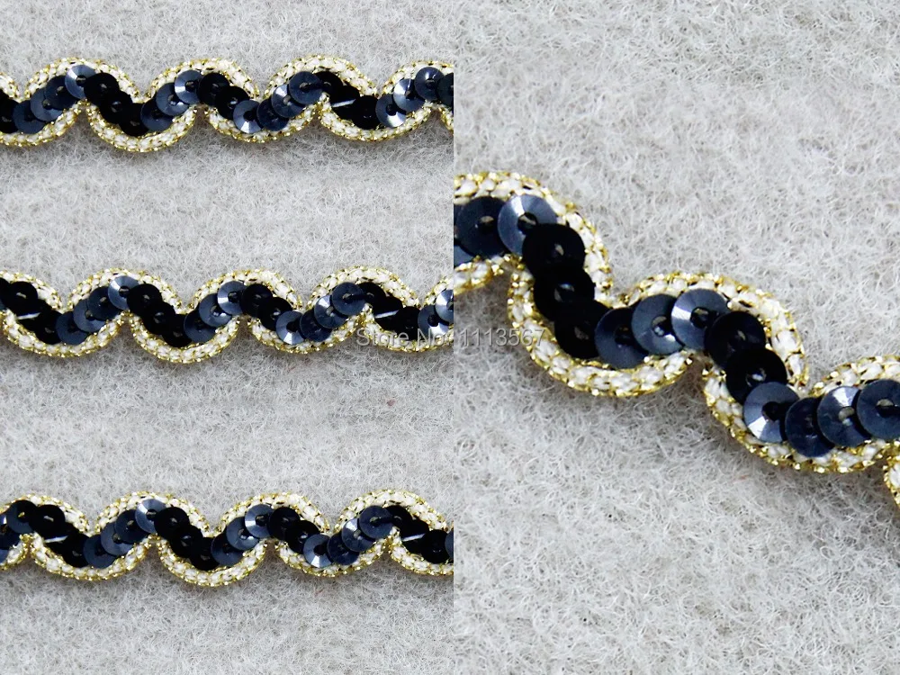 40yard Craft 1cm 1row Black Sequin Trim S shape Braided Trim Decorated Lace Ribbon Trim For Wedding Dress Clothes Bag Trim t373
40yard Craft 1cm 1row Black Sequin Trim S shape Braided Trim Decorated Lace Ribbon Trim For Wedding Dress Clothes Bag Trim t373