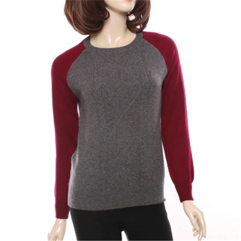 

100% козий кашемировый вязаный женский модный цветной тонкий пуловер в стиле пэчворк, свитер с круглым вырезом, розничная продажа, оптовая пр...