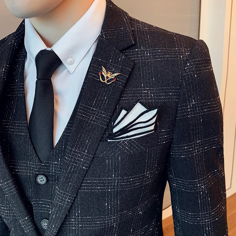 ( Jacket + Vest + Pants ) Mens Fashion Plaid Boutique Formal Business Suit Men Groom Wedding Dress Suit Mens Suits Three Set
( Jacket + Vest + Pants ) Mens Fashion Plaid Boutique Formal Business Suit Men Groom Wedding Dress Suit Mens Suits Three Set