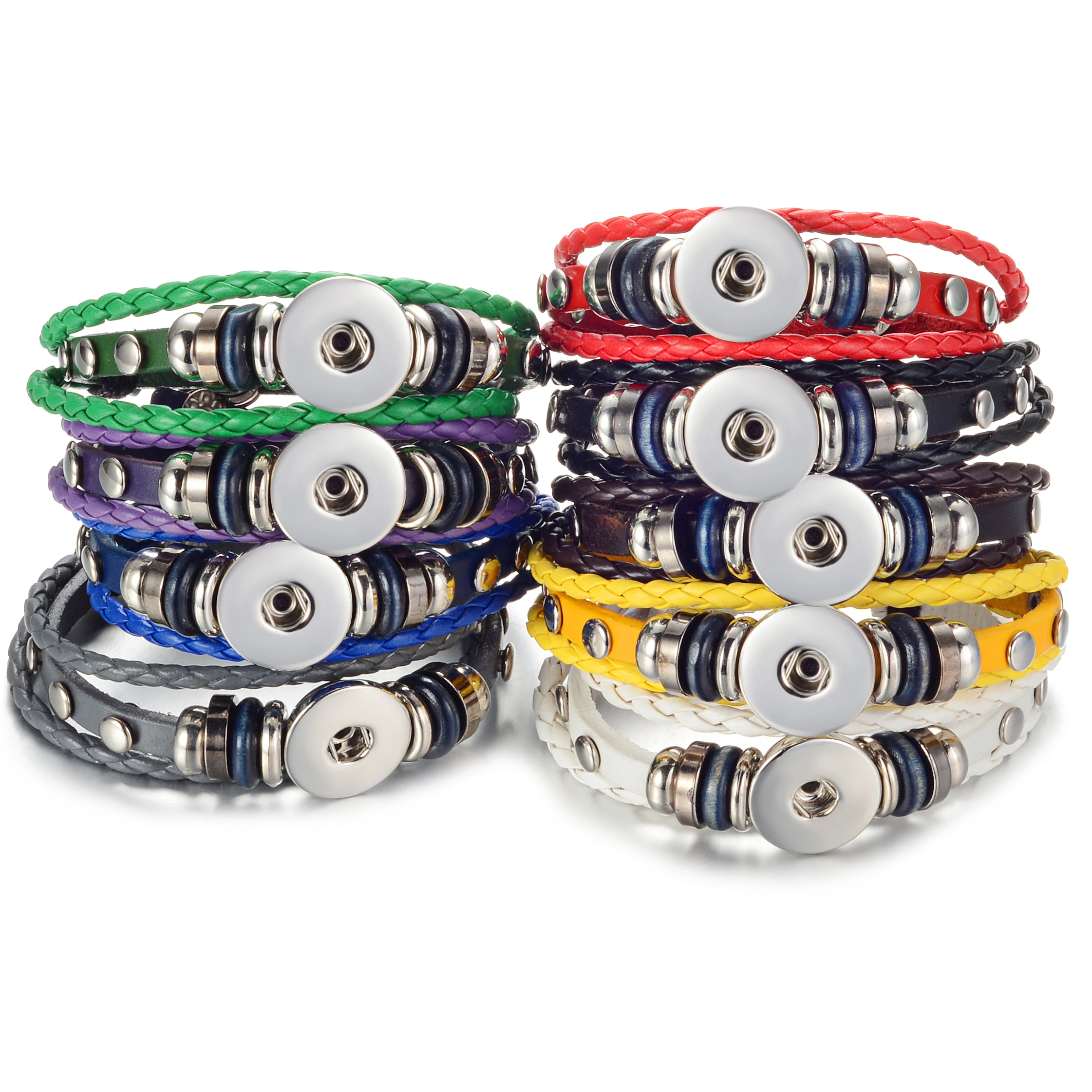 10PCS/Lot Vocheng Ginger Snap Button Bracelet Jewelry Hand Made Leather Braided Bracelets Fit 18mm Button Bangles 9 Colors Women
10PCS/Lot Vocheng Ginger Snap Button Bracelet Jewelry Hand Made Leather Braided Bracelets Fit 18mm Button Bangles 9 Colors Women