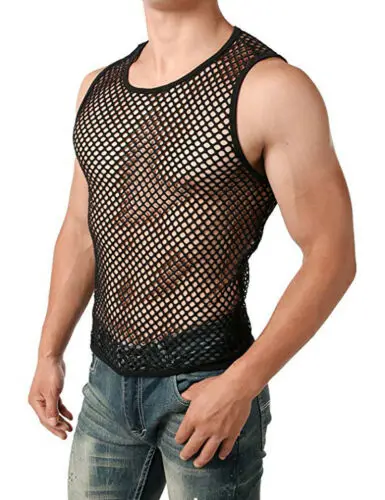 Мужские сетчатые топы спортивные просвечивающие облегающие футболки для
