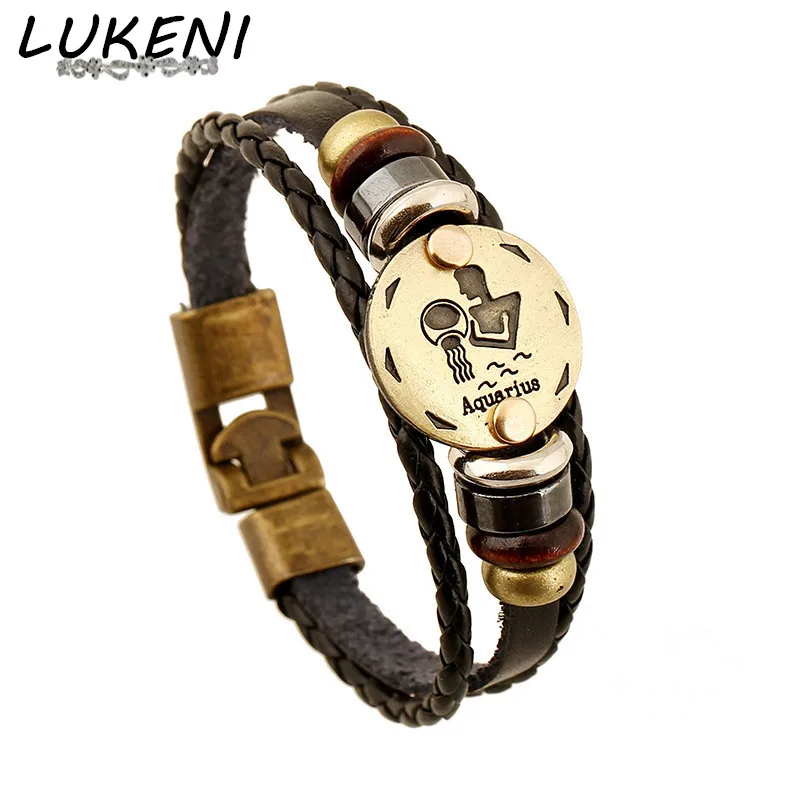 Fashion Alloy Buckles 12 Zodiac Signs Bracelets & Bangles Handmade Vintage Punk LePunk Leather Bracelet For Men Women Charm Jewe
Fashion Alloy Buckles 12 Zodiac Signs Bracelets & Bangles Handmade Vintage Punk LePunk Leather Bracelet For Men Women Charm Jewe