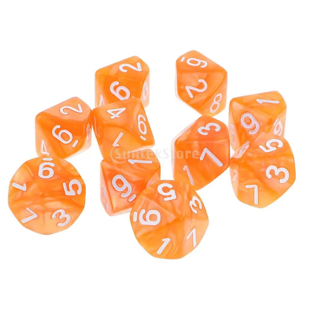 Многогранные игральные кости D10, 10 штук, для настольных игр с драконами и подземельями, оранжевые
Многогранные игральные кости D10, 10 штук, для настольных игр с драконами и подземельями, оранжевые