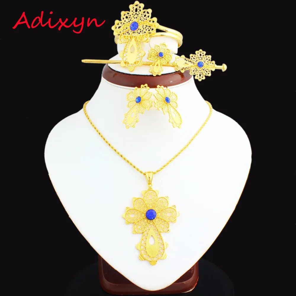 Newest Blue Stone Ethiopian Cross Set Jewelry 24k Gold Color Eritrea/African Habesha Women Wedding Sets
Newest Blue Stone Ethiopian Cross Set Jewelry 24k Gold Color Eritrea/African Habesha Women Wedding Sets