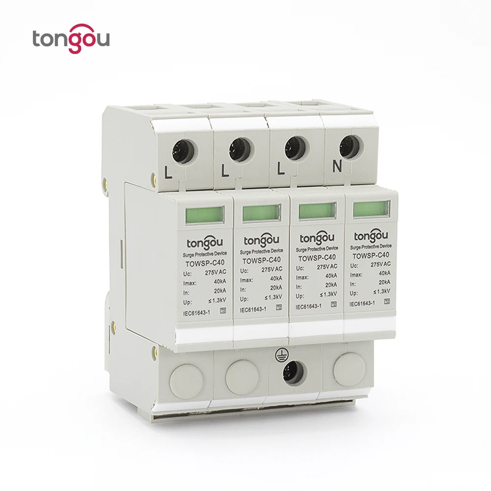 

SPD 3P N 4P 20KA~40KA C ~275VAC House Surge Protector Protection Protective Low-voltage Arrester Device