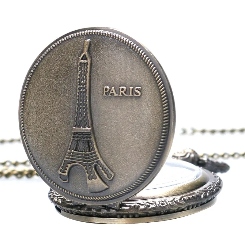 Bronze Vintage Stylish Fance Souvenir PARIS Eiffel Tower Quartz Pocket Watch Mans Womans Necklace Pendant with Long Chain P06
Bronze Vintage Stylish Fance Souvenir PARIS Eiffel Tower Quartz Pocket Watch Mans Womans Necklace Pendant with Long Chain P06