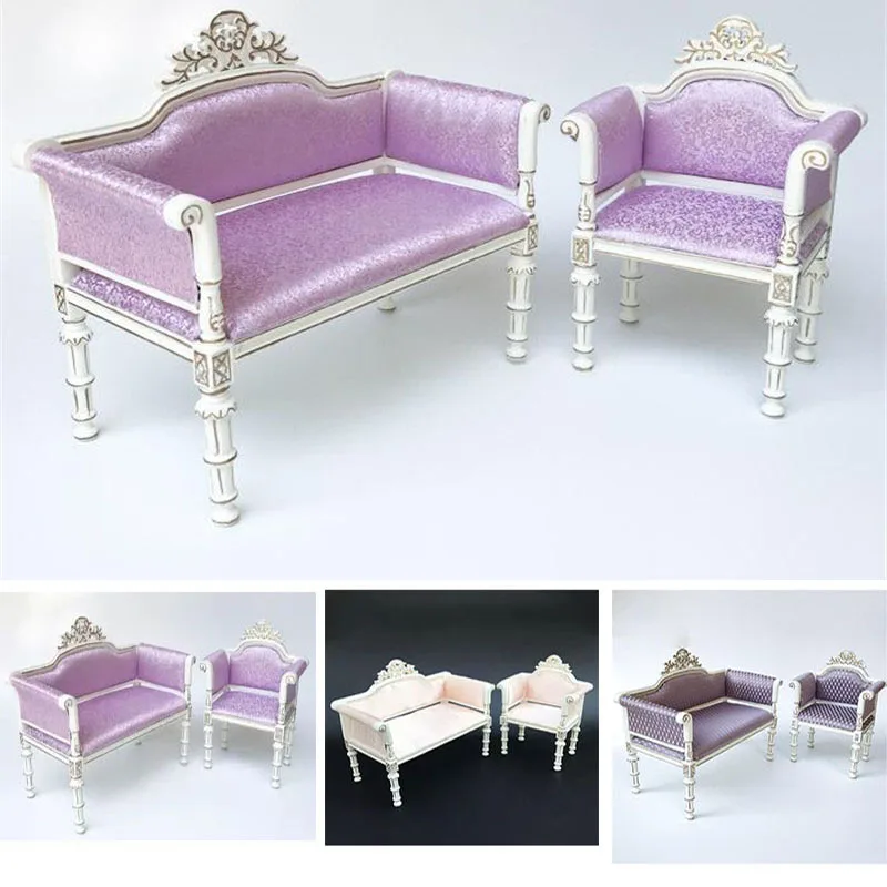 

Doub K 1:6 Dollhouse Furniture toy for dolls Wooden Miniature Sofa chair Kids girls gifts Furniture pretend Play Toys children