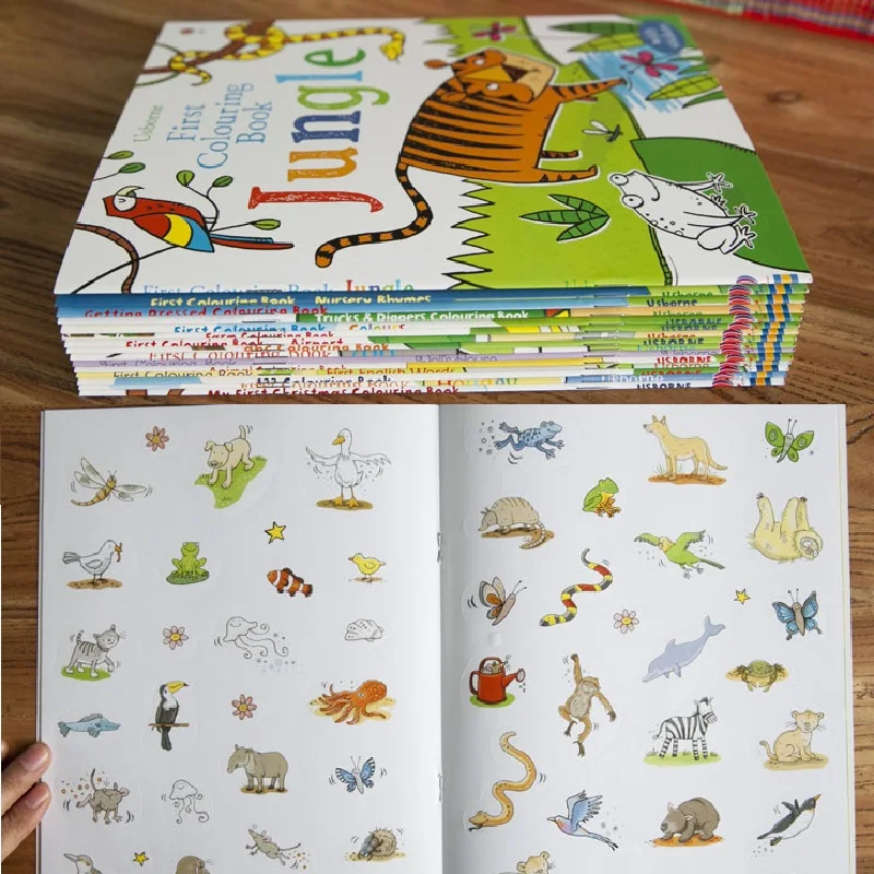 

5 шт., детские книжки-Раскрашивание и раскраска формата А4 с наклейками, детские животные, ферма, автомобиль, первая книжка-раскраска для детс...