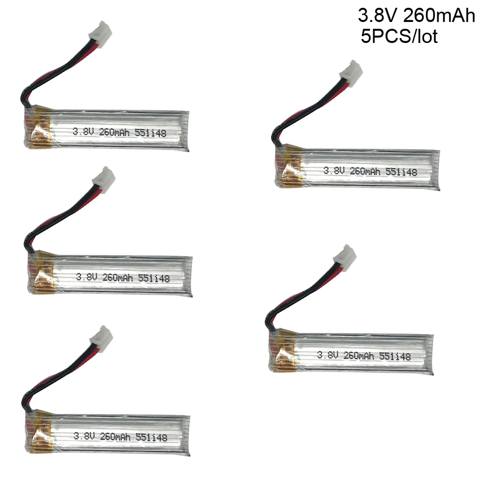 5 шт./лот 3 8 В 260 мАч 45C/90C 1S Lipo батарея для US65 UK65 QX65 UR65 Mobula7 Drone RC Quadcopter PH2.0 Plug V|Детали и