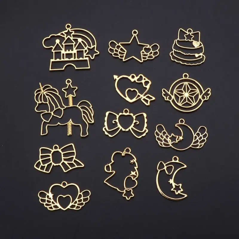 12Pcs Metal Frame Pendant Bezel Cabochon Heart Star Moon UV Resin Jewelry Making
12Pcs Metal Frame Pendant Bezel Cabochon Heart Star Moon UV Resin Jewelry Making