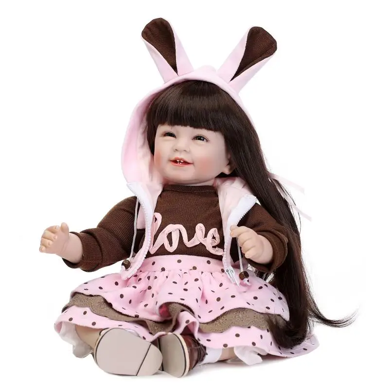 22inch 55cm Lifelike Reborn Baby Lovely Girl Doll High Vinyl Christmas Toy Gift for Children Pink Brown Rabbit Dress
22inch 55cm Lifelike Reborn Baby Lovely Girl Doll High Vinyl Christmas Toy Gift for Children Pink Brown Rabbit Dress