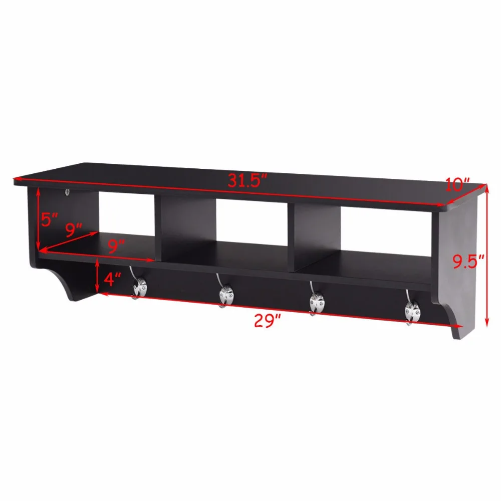 Goplus Wall Mount Coat Rack Storage Shelf Organizer Hooks Entryway Hallway Black HW57484BK
Goplus Wall Mount Coat Rack Storage Shelf Organizer Hooks Entryway Hallway Black HW57484BK