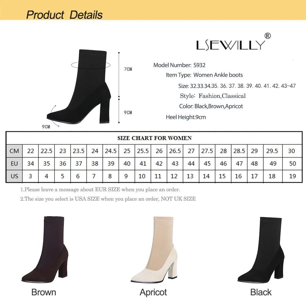 Lsewilly Size 32-47 Woman High Heel Boots Pointed Toe Mid Calf Sock Boots Classic Fashion Shoes Woman Winter Footwear S932
Lsewilly Size 32-47 Woman High Heel Boots Pointed Toe Mid Calf Sock Boots Classic Fashion Shoes Woman Winter Footwear S932