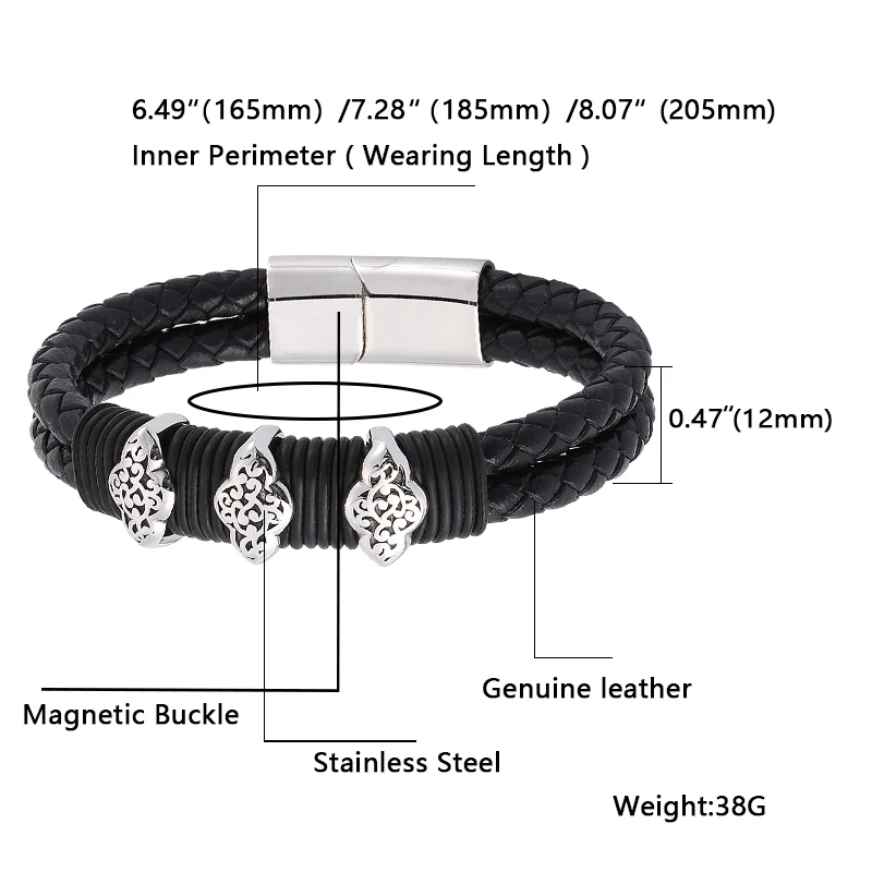 Woven Leather Rope Wrapping Special Style Classic Stainless Steel Men's Leather Bracelet Double-layer Design DIY Jewelry BB0362
Woven Leather Rope Wrapping Special Style Classic Stainless Steel Men's Leather Bracelet Double-layer Design DIY Jewelry BB0362