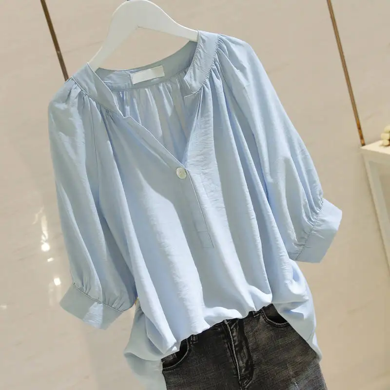4XL Plus Size Pure Solid Tops Shirts Half Sleeve Cotton Casual Mandarin Collar Ladies Female Blouse Tops
4XL Plus Size Pure Solid Tops Shirts Half Sleeve Cotton Casual Mandarin Collar Ladies Female Blouse Tops
